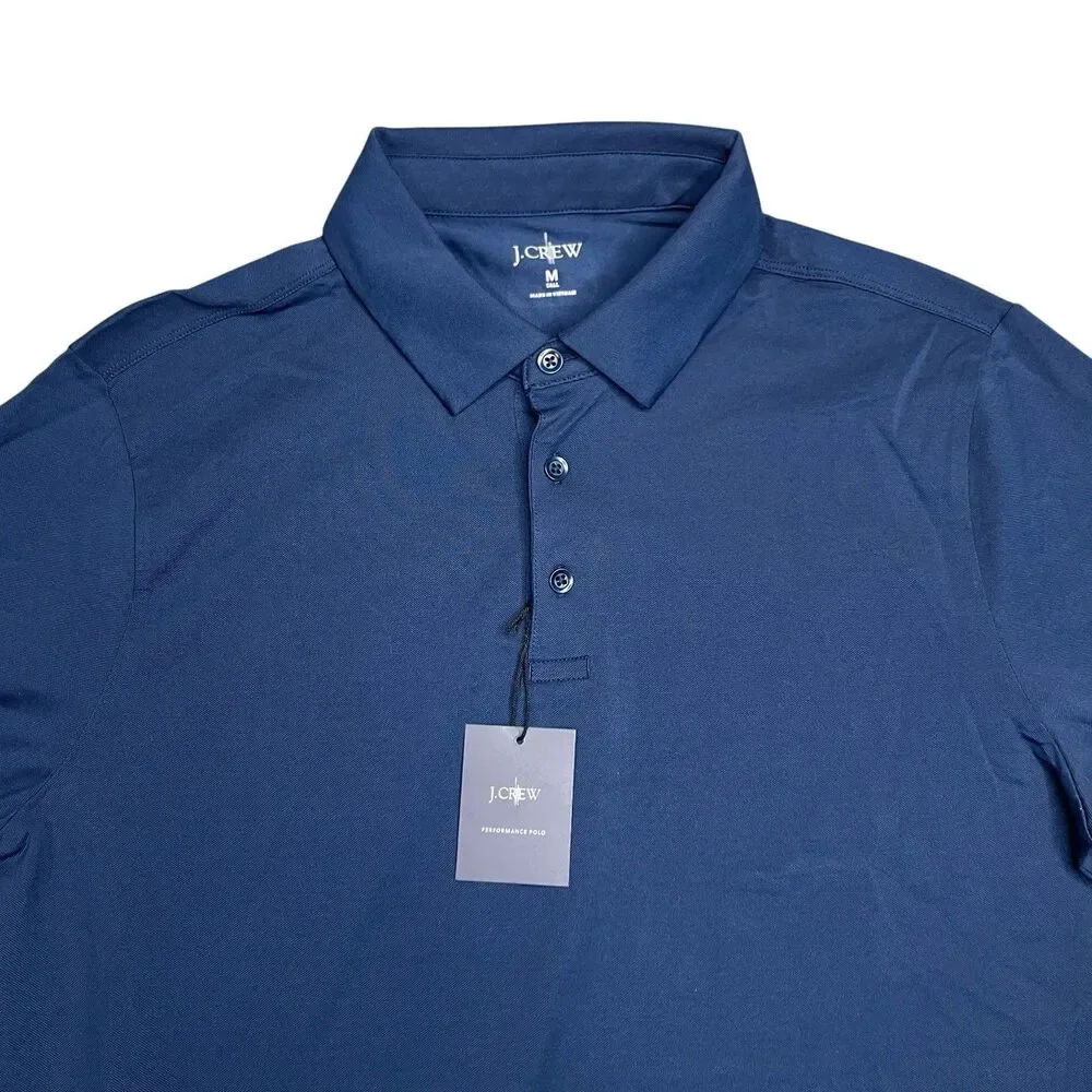 J‎ Crew Polo Shirt Mens M TALL Blue Performance Pique Stretch Moisture Wicking